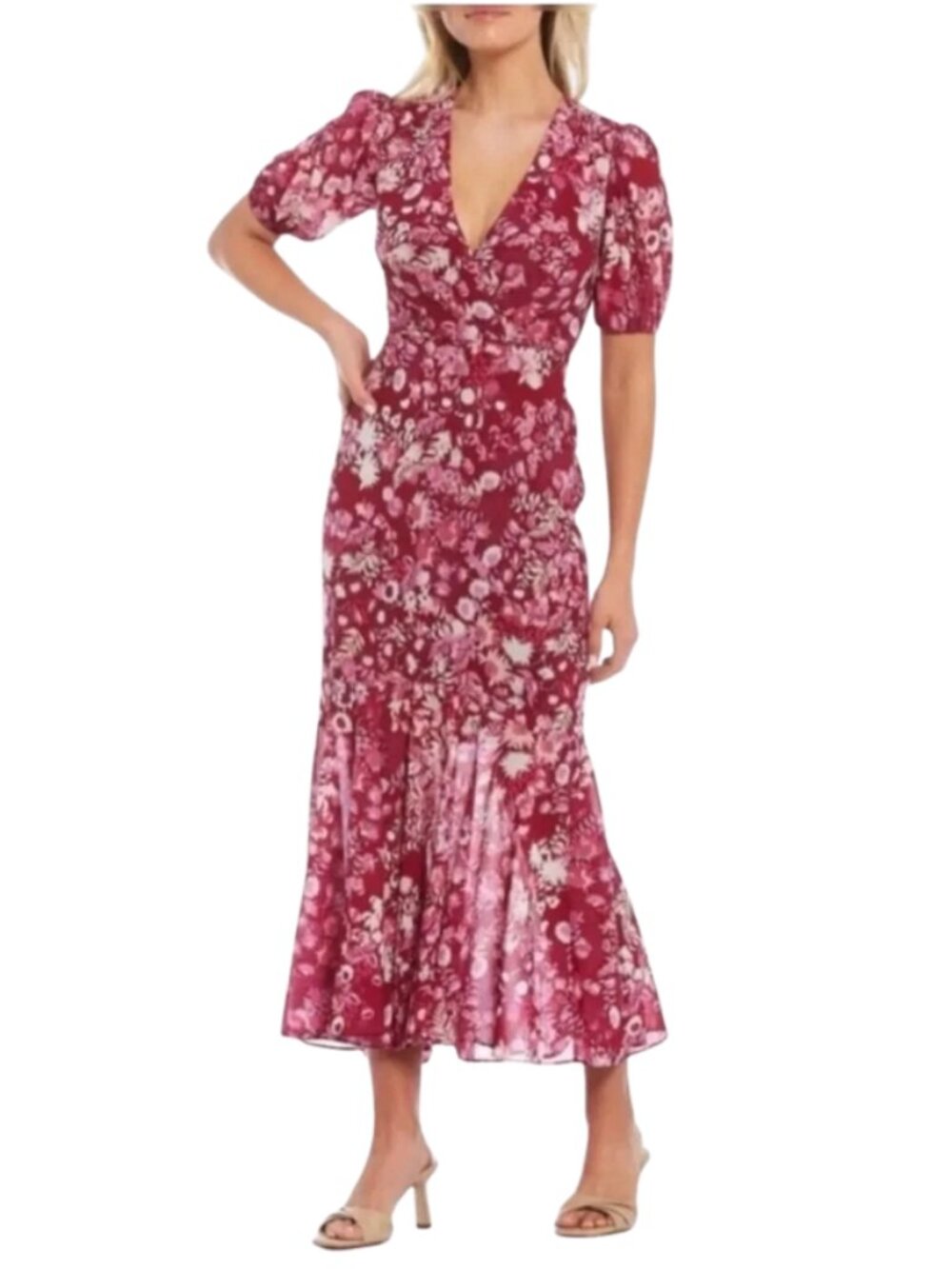 Sachin & Babi x Dillard’s Pink Floral Midi Dress Size 8